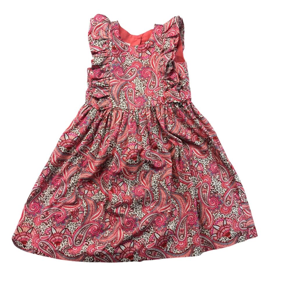 Laura Ashley London Dress Girls 6 Pink Paisley Layered Lined Cottage Core Cotton